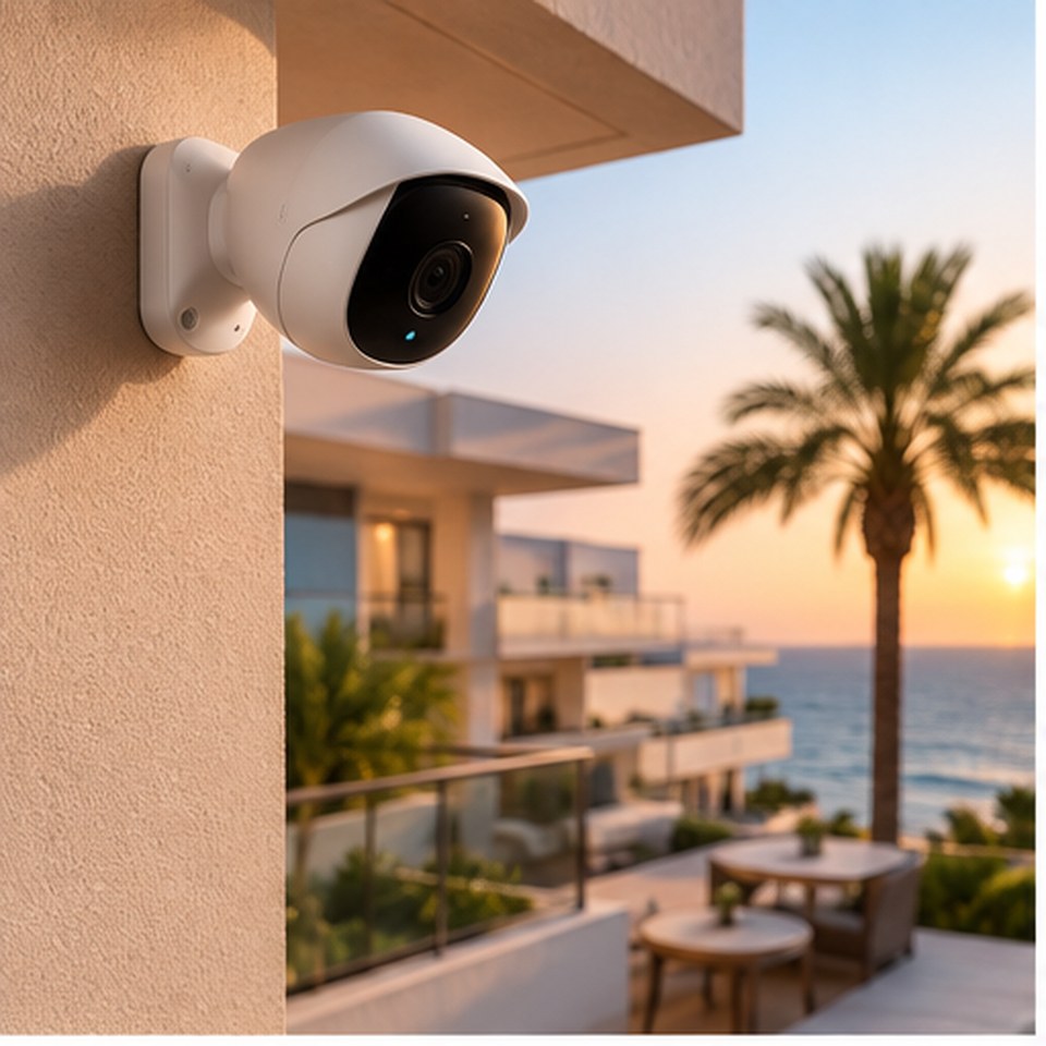 Security camera on a terrace with sea views — AHOMED AI Second Home Pack