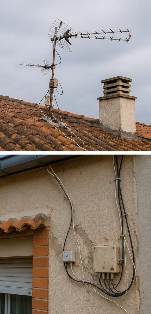 Avant — Antenne parabolique + prise TV