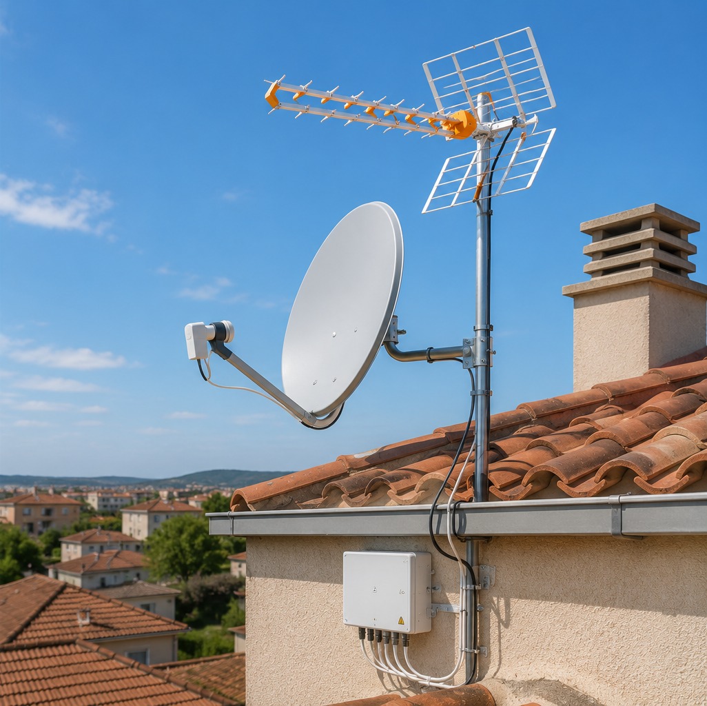 Après — Antenne parabolique + prise TV